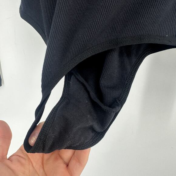 NWT Wilfred women Harlequin bodysuit long sleeve size XS black deep v-neck sexy - Picture 6 of 12